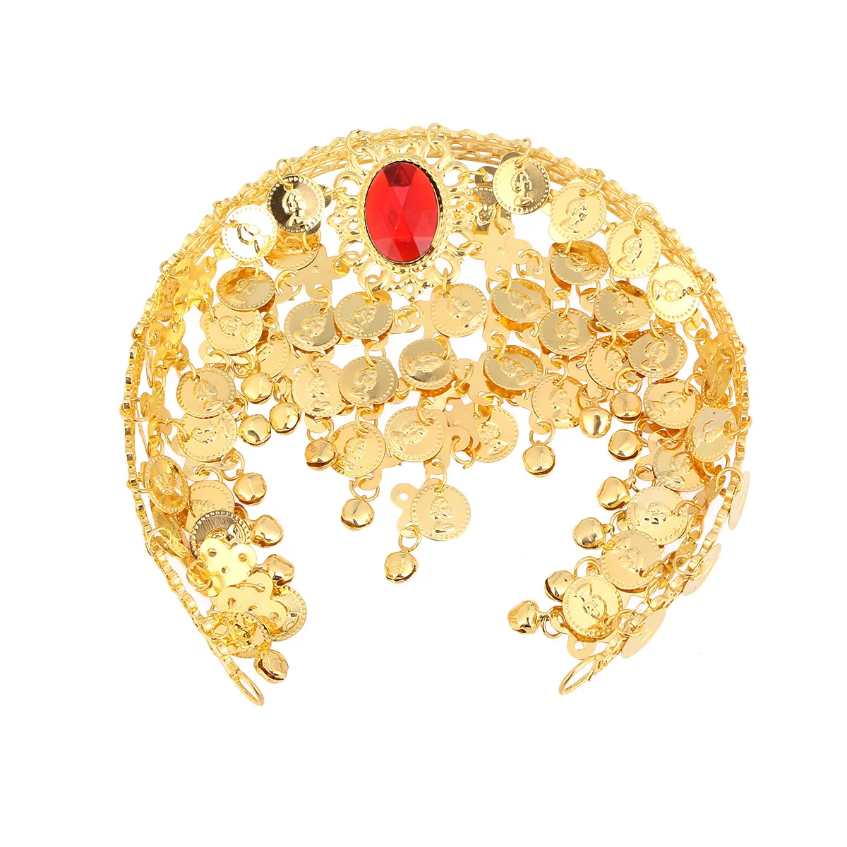 

Металлический танец живота в индийском стиле, золотой обруч для волос, блестящий головной убор с блестками, украшение для головы для сценического танца, репетиция