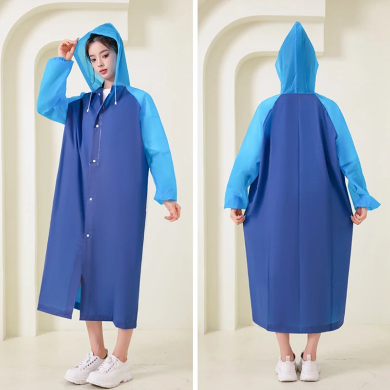 Adulto longo capas de chuva eva casaco de chuva à prova dwaterproof água para homens mulheres viagem com capuz poncho de chuva para pesca acampamento capa de chuva das crianças