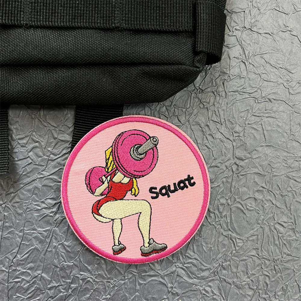 Parche bordado levantamiento pesas niña – Insignia fitness táctica MOLLE - imagen 5