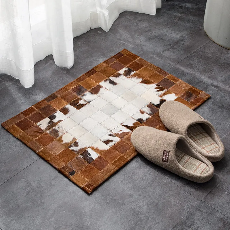 Handmade Natural Cowhide Entrance Door Mat Bedside Hallway Kitchroom Runner Rug Nordic Rugs Carpet Living Room Bedroom Customize