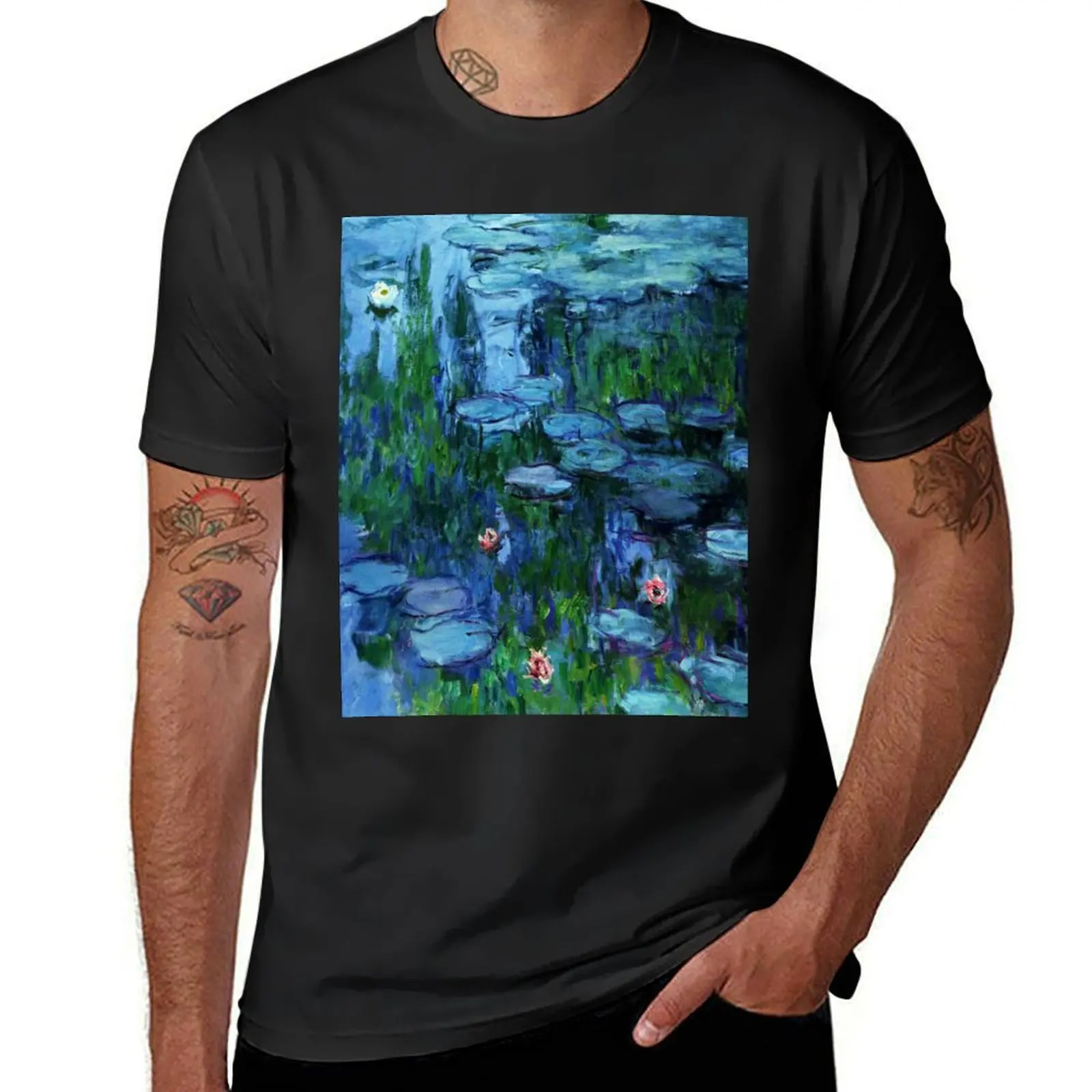 Claude Monet Water Lilies / Nymphéas deep color T-Shirt hippie clothes graphics mens big and tall t shirts