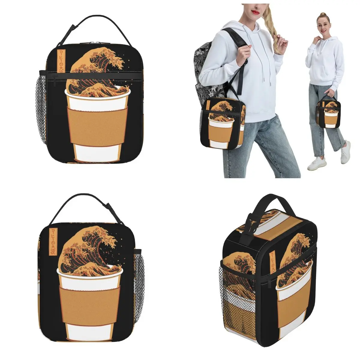 The Great Wave Of Coffee Insulated Lunch Bag Storage Food Box Reusable Thermal Cooler Lunch Boxes For School Office