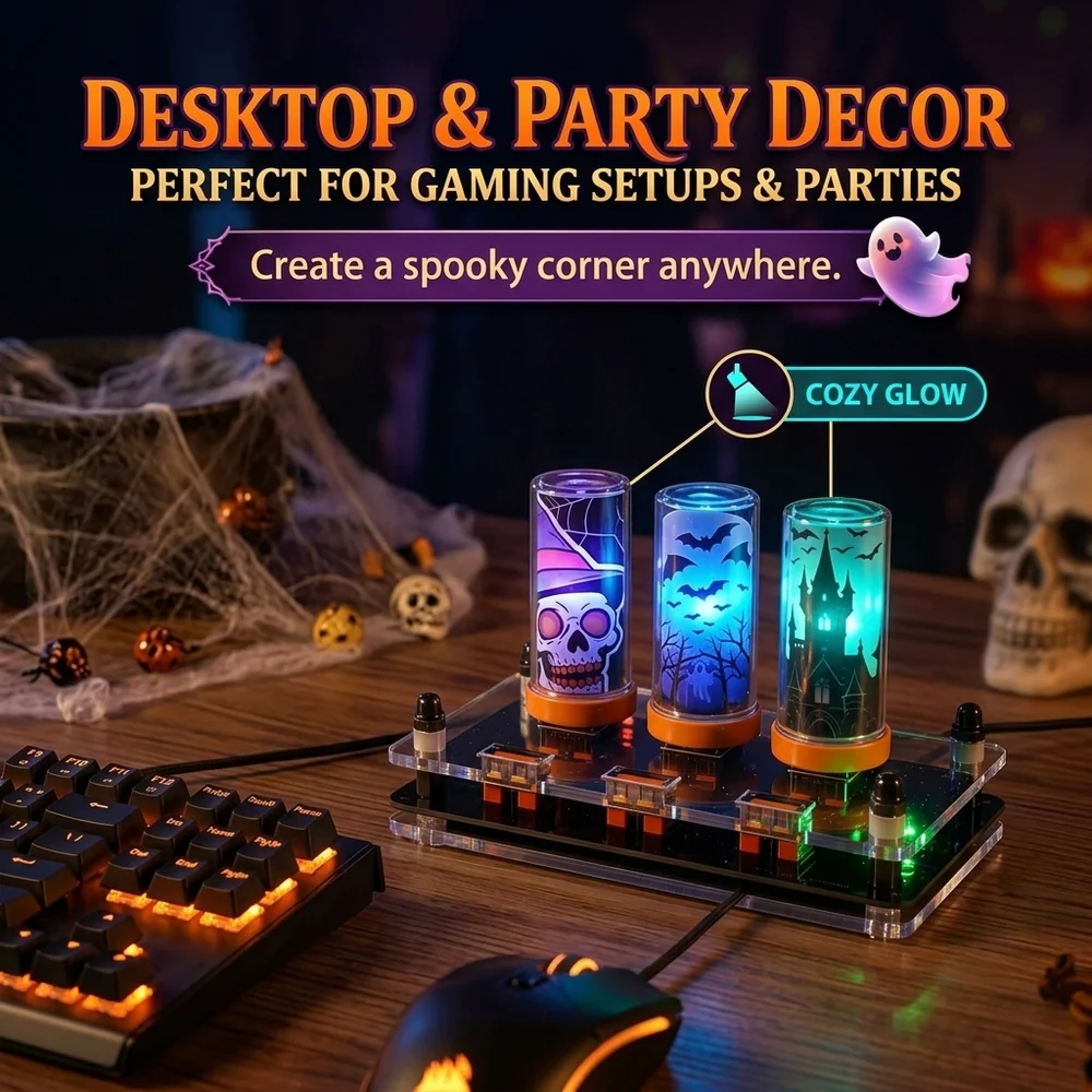 Halloween USB Car Atmosphere Light LED Colorful Slow Flash Mini Night Lamp Plug & Play Party Decor for Trunk or Treat