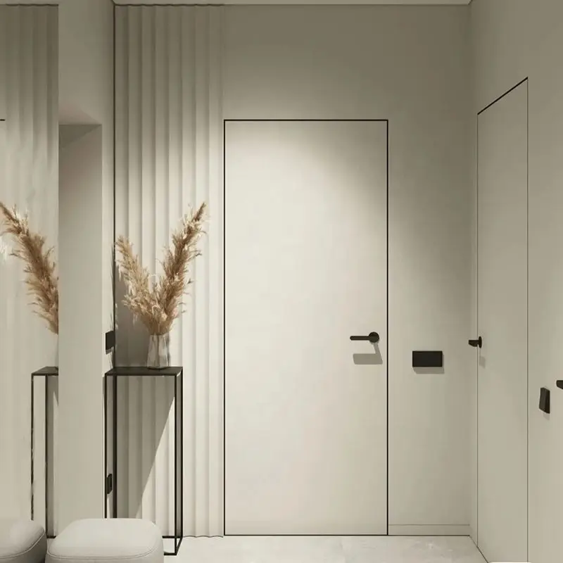 

Hot Sale Invisible Wooden Door Price Frameless Door Leather Gold Hidden Door