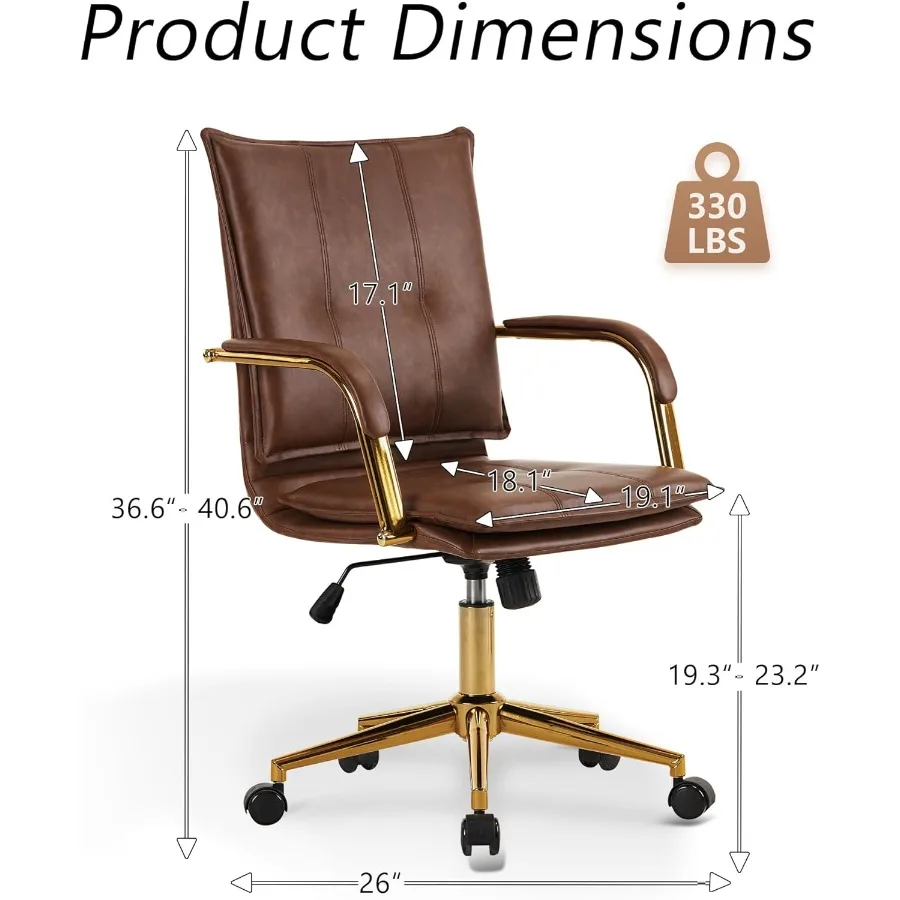 كرسي مكتب جلدي مريح من MidBack للاستخدام المنزلي والمكتب الحديث كرسي كمبيوتر منجد مع ارتفاع قابل للتعديل #2