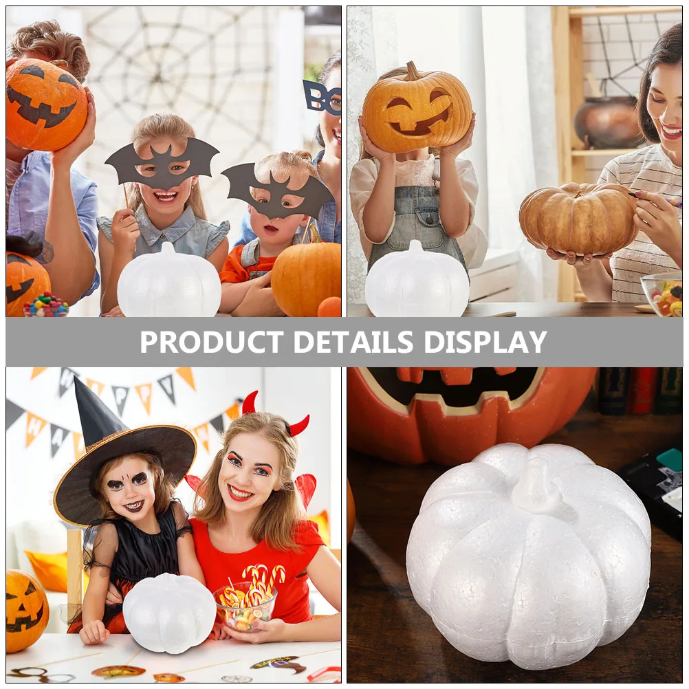 

3pcs Halloween Diy Pumpkin Decorations White Foam Pumpkins For Graffiti Craft Party Supplies Simulation Models