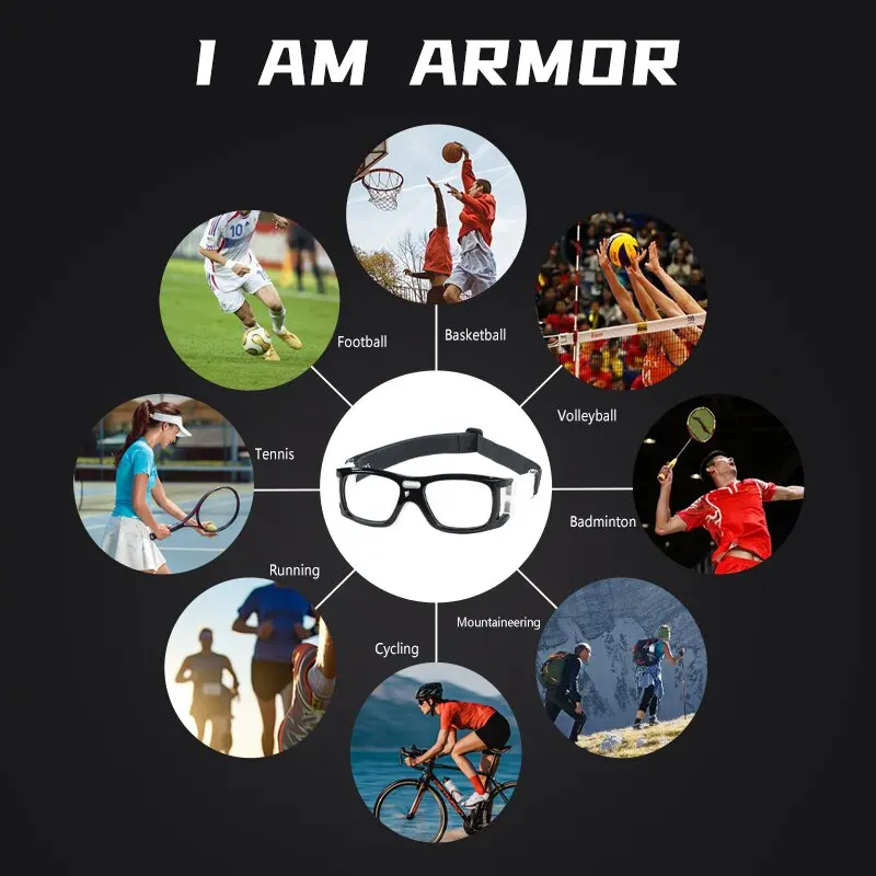 Anti-Impact Diopter Sports Glasses, Basketball Goggles, Football Glasses, Prescription Sports Glasses, Protect Eyes