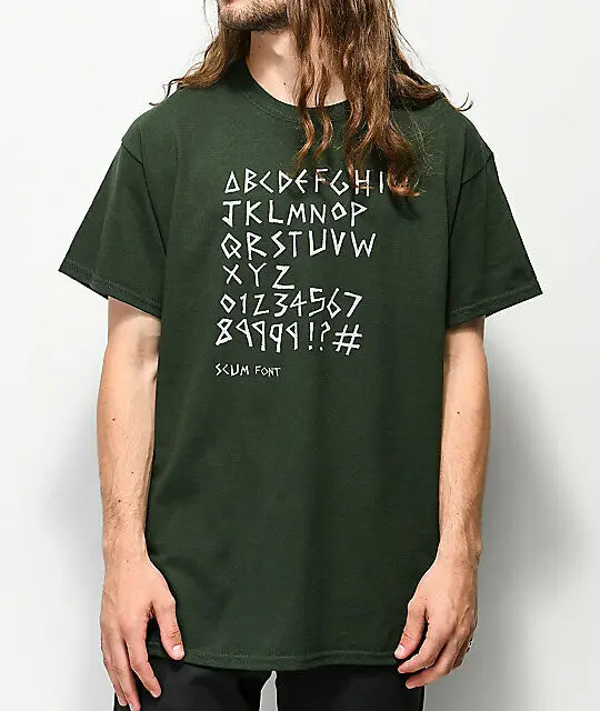 Scum Mens Font Forest Green T Shirt New S M L Xl