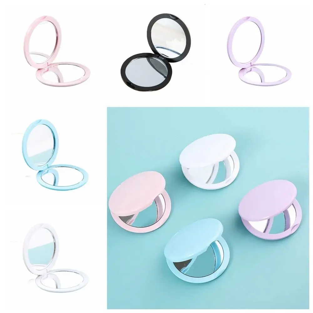 Portable Double Sided Flip Small Round Mirror Cute Round Mini Folding Mirror Small Round Makeup Mirror Office