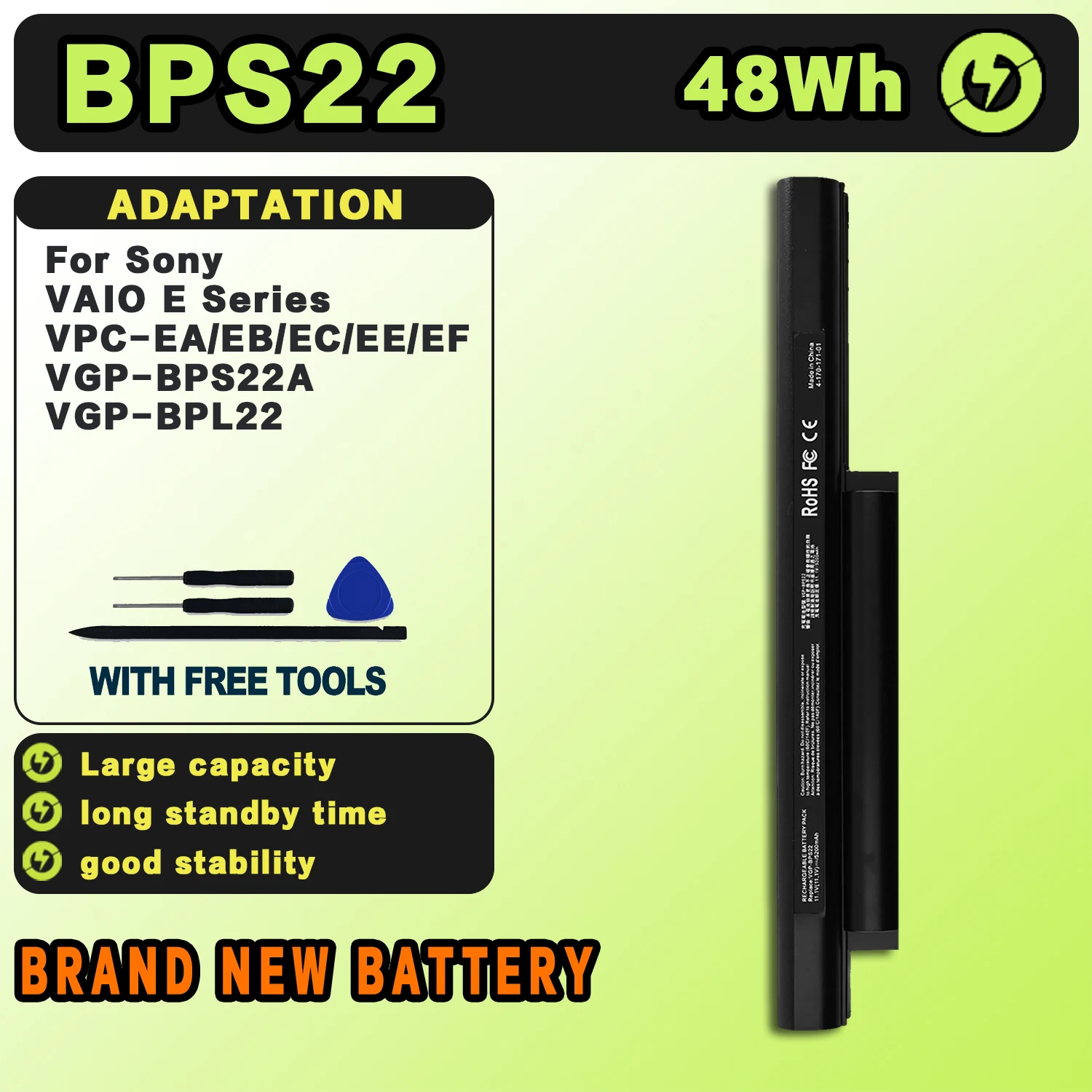SAT BPS22 New Laptop Batteries Replacement For SONY VAIO E VGP-BPS22 PCG-71212t 71211T 61211T 61212T 11.1V-48Wh-4400mAh