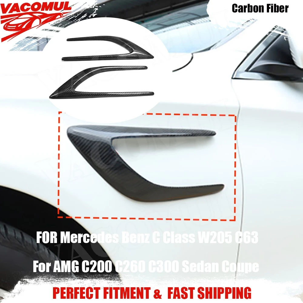 

VACOMUL Carbon Fiber Side Bumper Vents Trims Decor for Mercedes Benz C Class W205 C63 for AMG C200 C260 C300 Sedan Coupe 2015-17