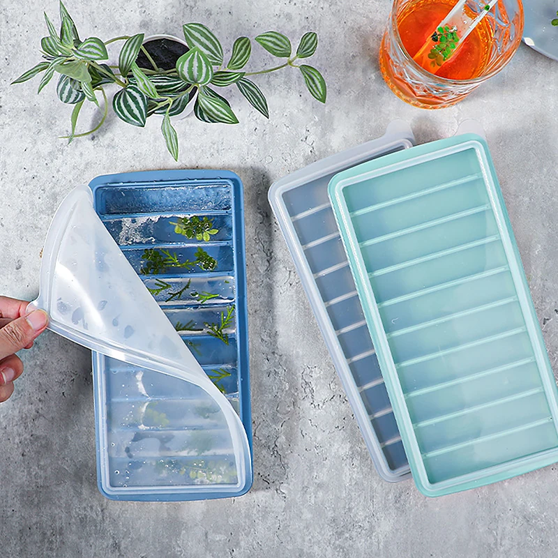 10 Grids Stick Shape Ice Molds Tray With Lid Non-Stick Cylinder Silicone Tray Mold DIY Jelly Chocolate Mould