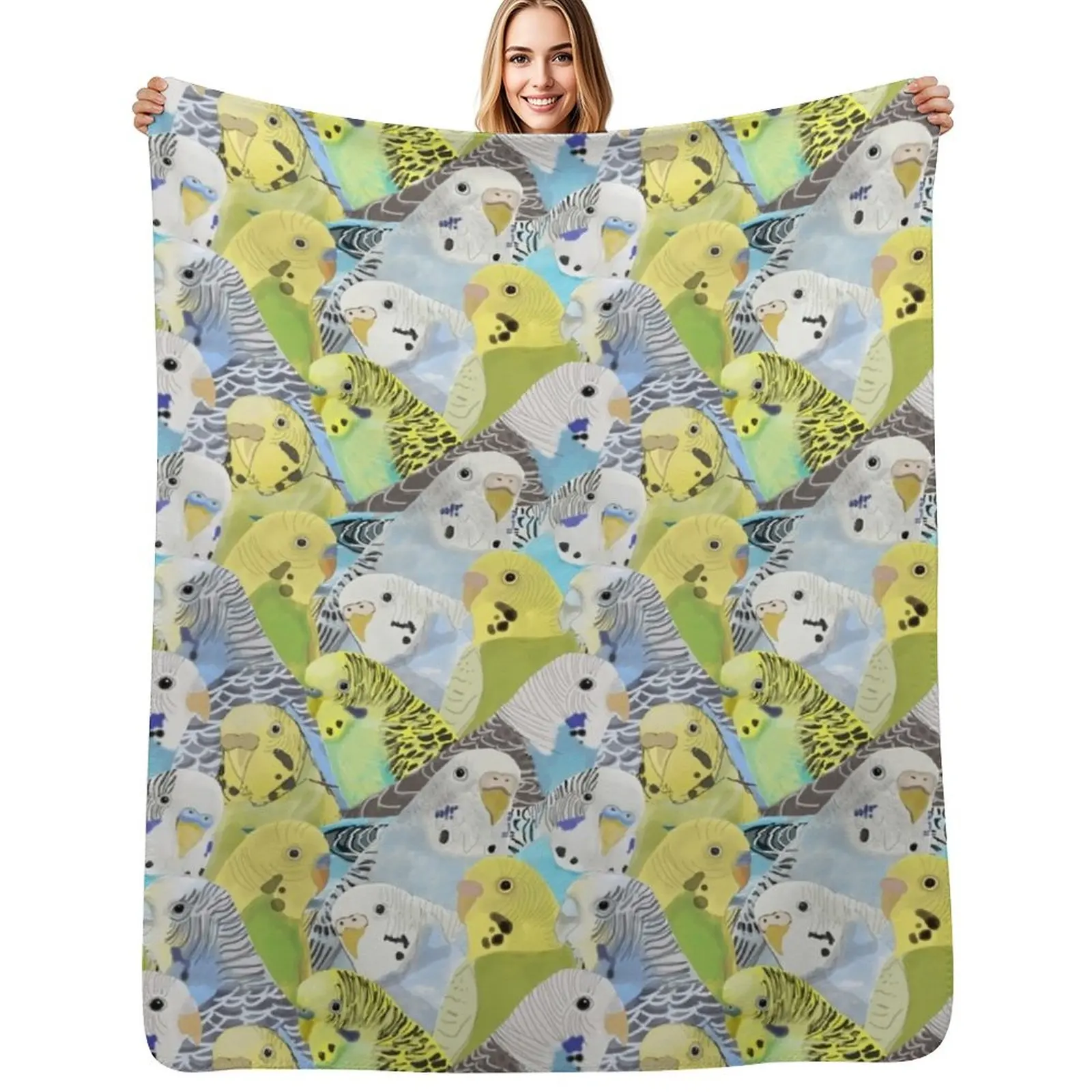 

Budgie Parakeets Throw Blanket Lightweight Cozy Blanket for Bed Sofa