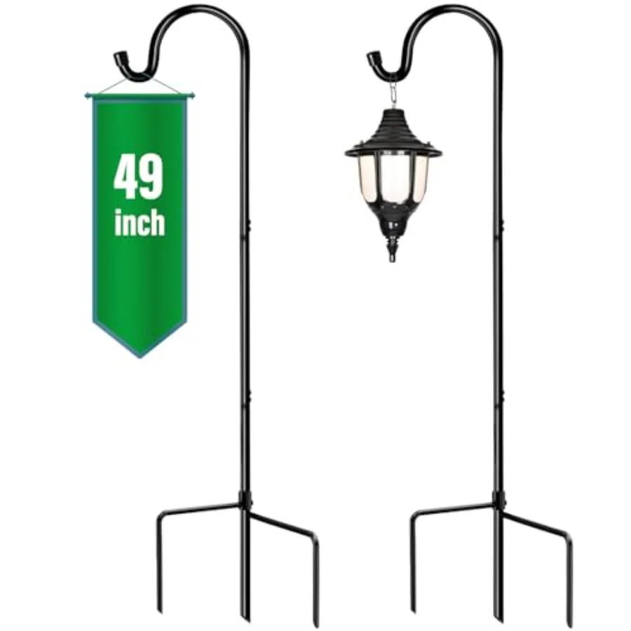 

Shepherd Hooks 2 Pack Adjustable 49 inches Tall Premium Metal Garden Hook for Outdoor Hanging Plant Solar Lights Lanterns Bird