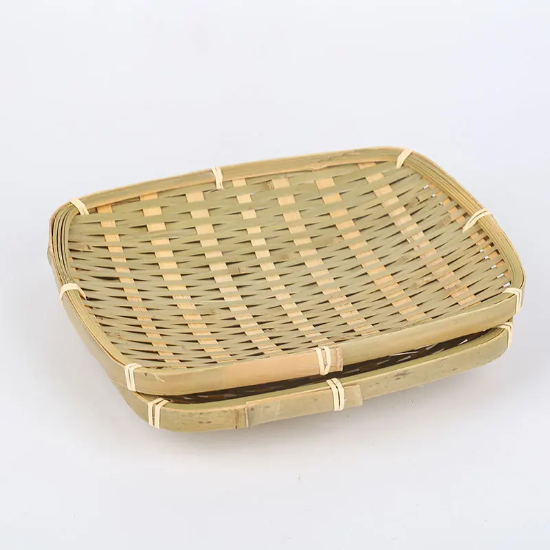 Bamboo handicrafts square bamboo fruit plate handmade weaving environmental protection and hygiene