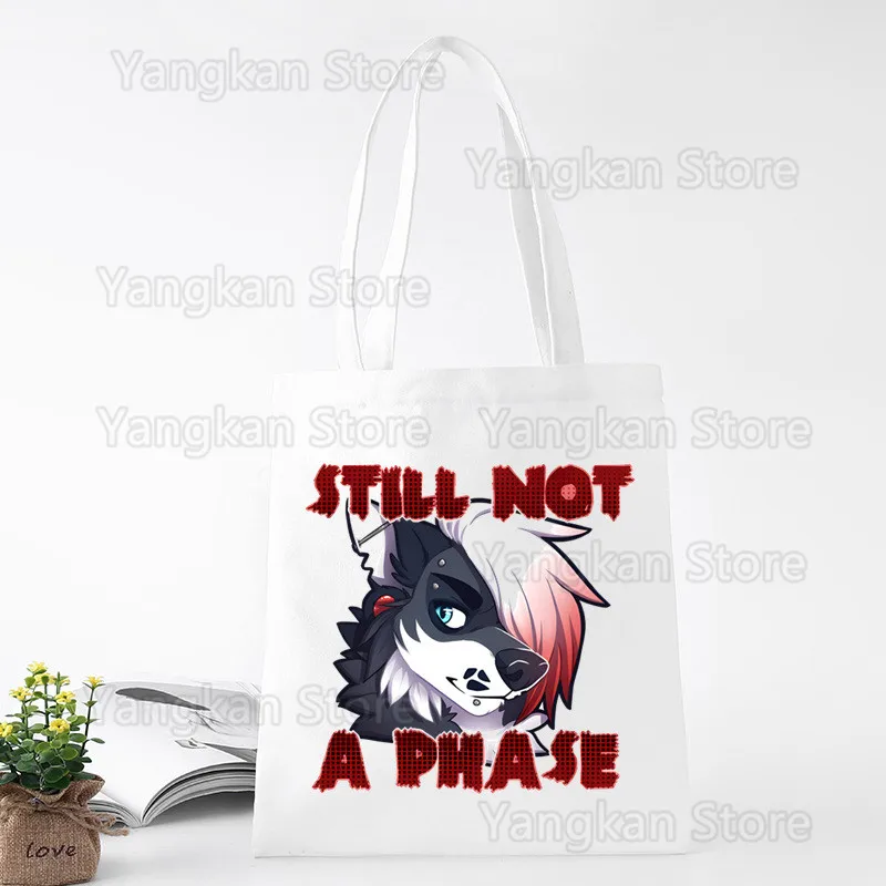 Proud Furry Team Furry Please Ask Before Touching Canvas Bag Casual Large Hand Bags Shopping Handbag Print Large Capacity Bag