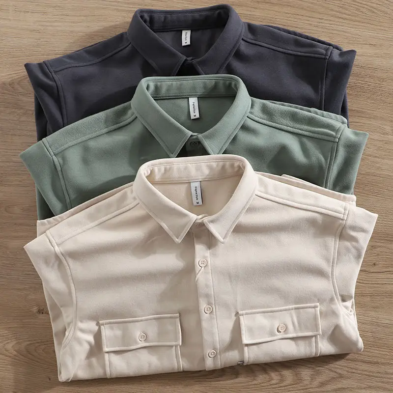 

American Sle Heavy Du Work irt Long Sve Men's Spring Autumn ket High End White irt Jaet No Ironing Anti Wrink...