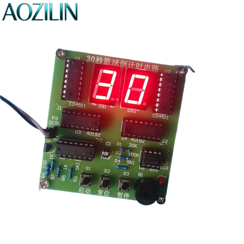 AOZILIN 30 Second Countdown Circuit DIY Kit 2-Digit Counter Digital Circuit for Basketball Game Electronic Learning Project