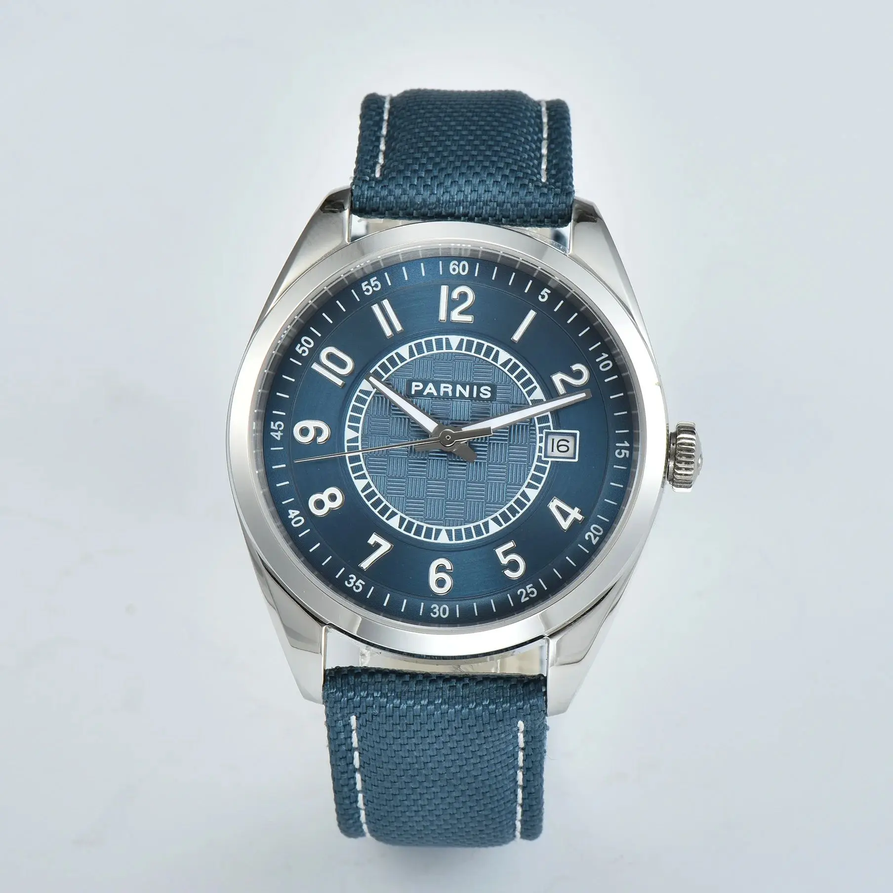 

Casual Parnis 40MM Blue Dial Mechanical Automatic Men Watch Miyota 8215 Calendar Watches relogio masculino 2024 Top Luxury Brand