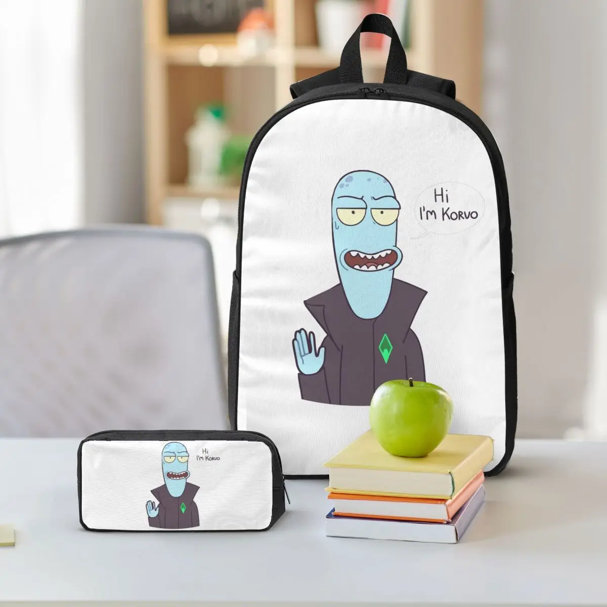 Cartoon Solar Opposites Funny Korvo Backpack Student BookBag School Bag Shoulder Bags 3ps Insulated Lunch Bag Pencil Case