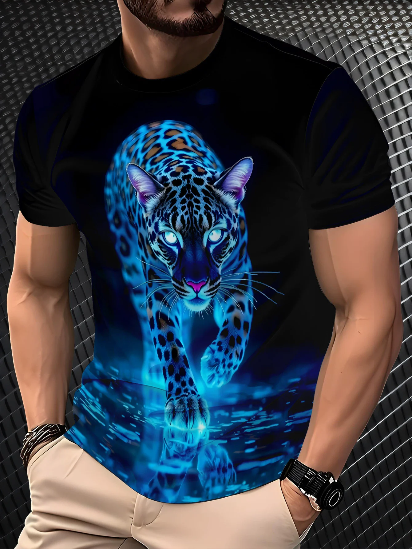 

Модные мужские футболки с животным леопардовым узором, летние уличные мужские футболки с короткими рукавами и 3D-стилем, 6XL, повседневные топы больших размеров