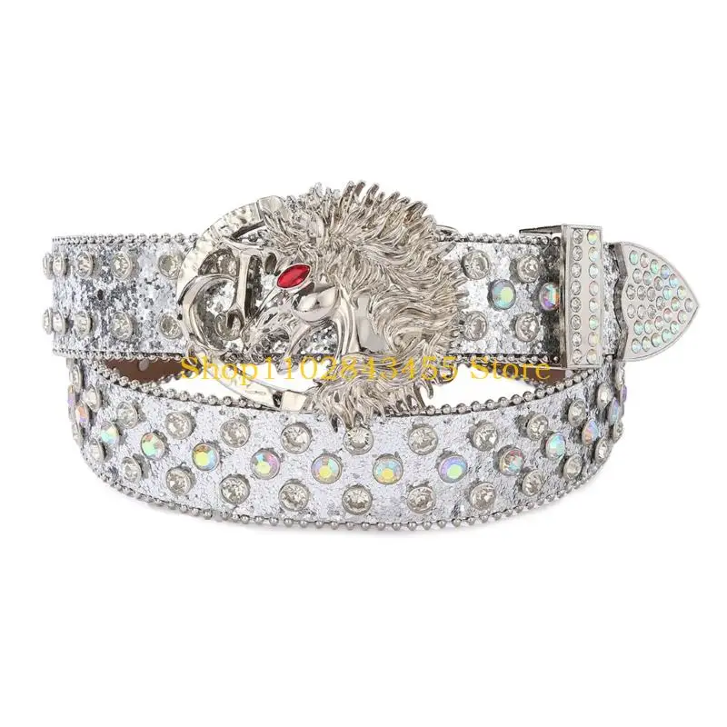 49MC Crystal Statement Belt Adjustable Waist Accessory Decorative Belt for Party Outfits, Festival Styling, Jeans, Skirts and