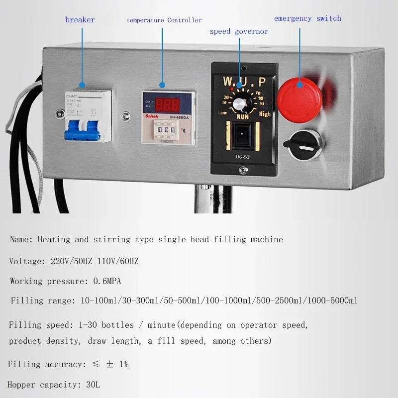 

Horizontal Paste Liquid Filling Machine Ketchup Honey Cream Emulsion Heating Stir Type Stainless Steel Single Head Filler