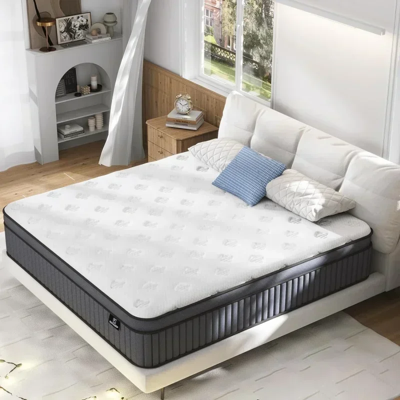 King Size Mattress - Upgrade Strengthen - 12 Inch Hybrid   in a Box,  with High density