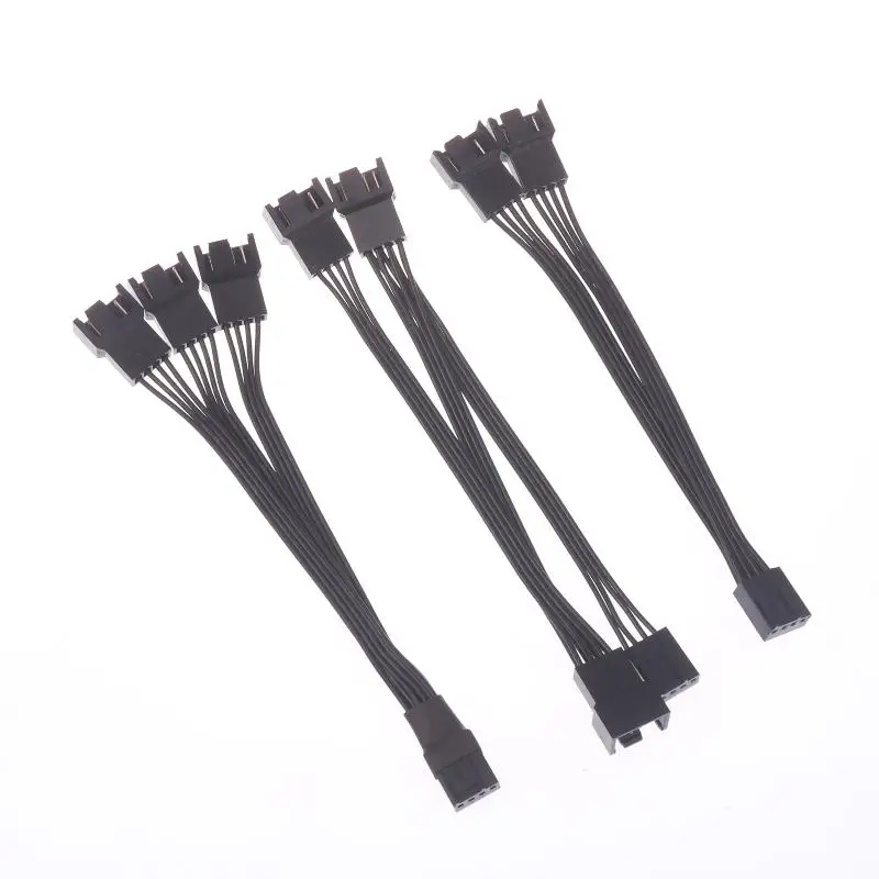（Summer4）4Pin PWM Fan Cable 1 To 2/3 Ways Splitter Black Sleeved Extension Cable Connector Pwm Extension Cables