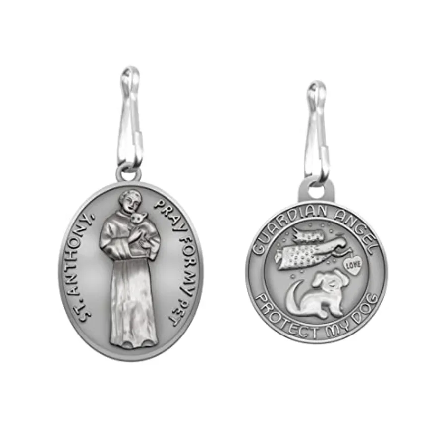 Haustier-Tags mit Gravur, 2 Packungen, St. Frais of Assisi, Katzen, Hunde, Medaillen-Anhänger, Halsband-Charm, schützt mein Haustier