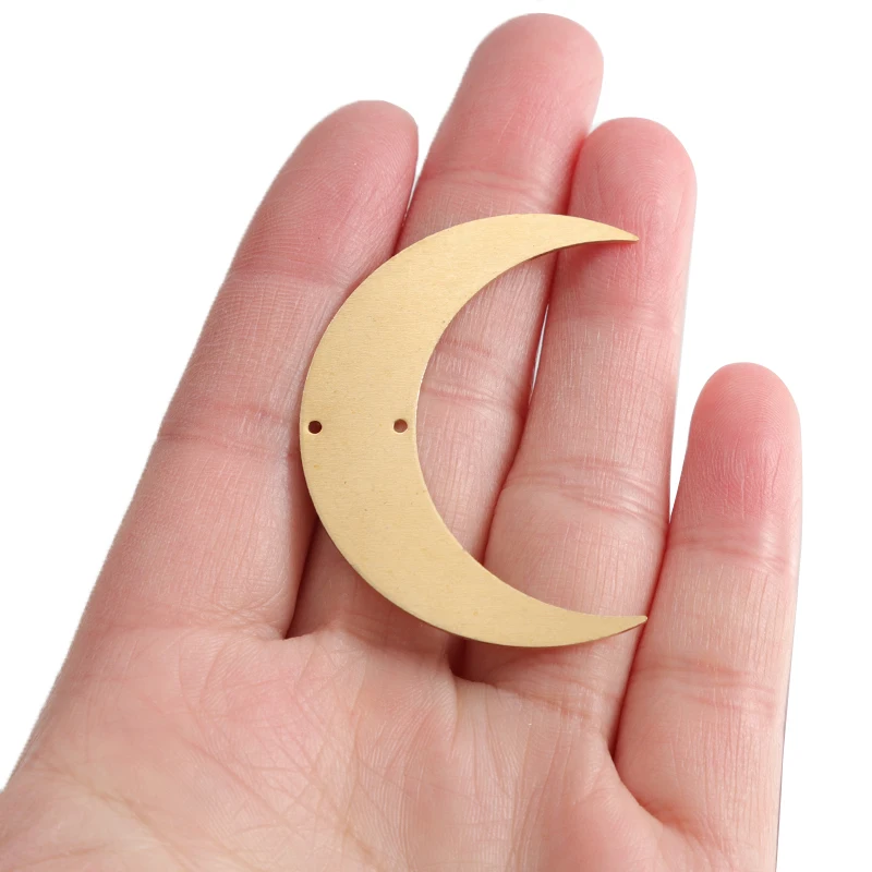 6pcs/lot Raw Brass Moon Crescent Charms Connector For DIY Earrings Necklace Pendant Jewelry Findings Making Accessories