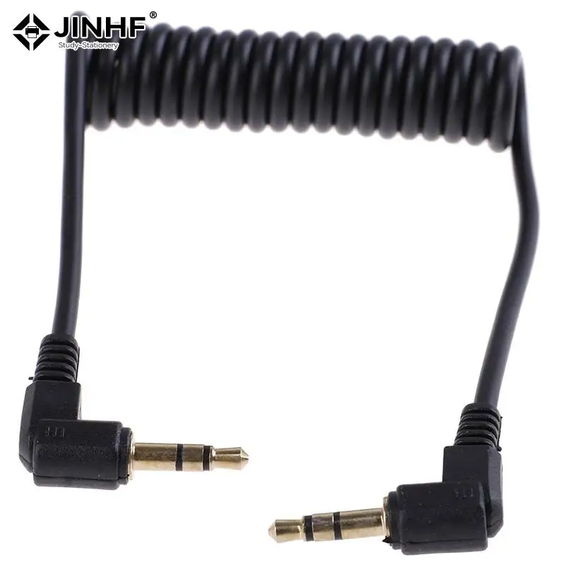 1 PCS Coiled Audio Cable Jack Right Angle 90 Degree 3.5mm Aux M/ M Cable For Mobile Car Line MP4 Player 3.5 mm AUX Cord Cable