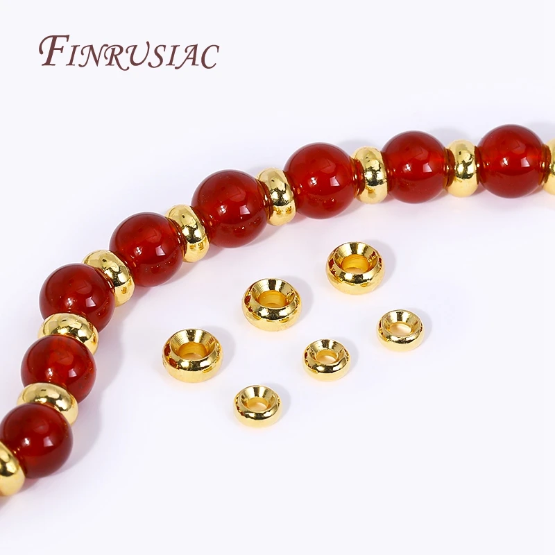 Brass Metal Loose Beads Separators For DIY Bracelet Beading Jewelry Accessories 2 Sizes 18K Gold Plated Roundel Spacer Beads