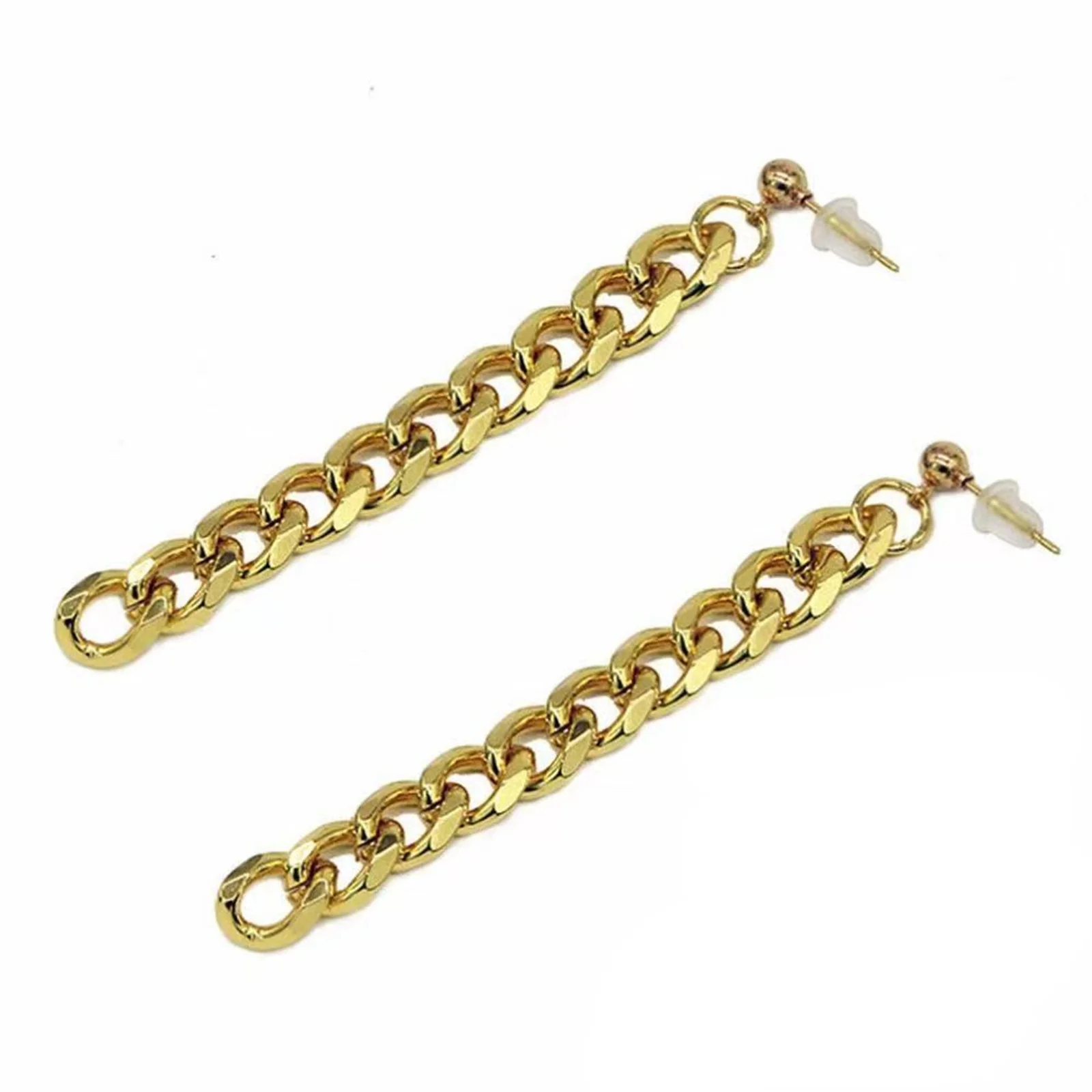 Anime Rumi Cosplay Chain Drop Earrings Gold Chunky Chain Earrings Metal Chain Dangle Ear Clip Halloween Costume Accessories