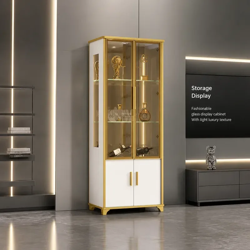 for European Style Pure White Two Door Wine Cabinet Simple Living Room Dining Room Hall Storage Cabinet Household Furniture