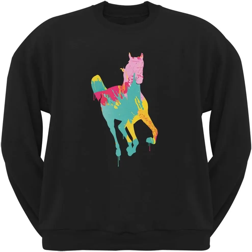 animalworld Splatter Horse Black Adult Crewneck Sweatshirt