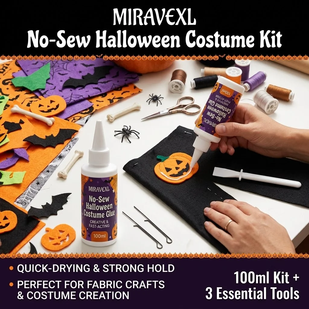 No Sew Halloween Costume Fabric Glue 30ml 10eml Quick Bonding CraftAdhesive DIY Cosplay Clothes Repair with Clips & Applicator