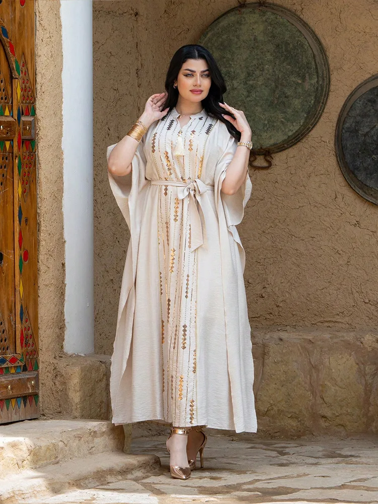 

Ид Абая для женщин, праздничное платье с вышивкой, Дубайский кафтан Ramdan Femme Musulmane Vestidos Islam Jalabiya Caftan Djellaba Abayas