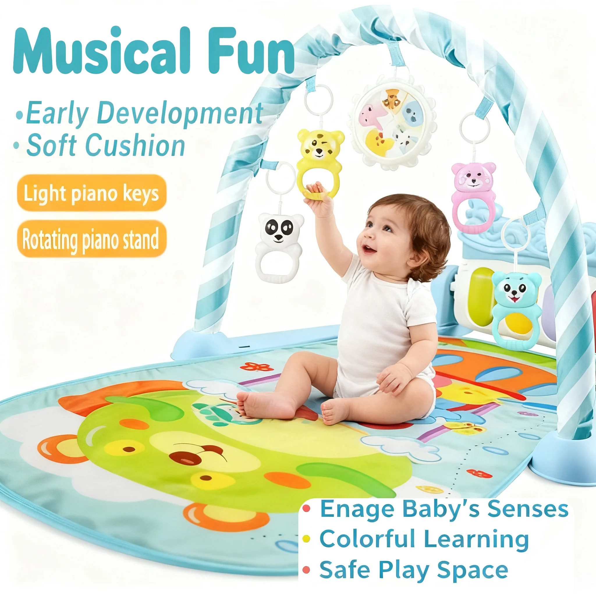 Baby Play Music Rack Play Mat With Kids Piano Keyboard Carpet Gym Crawl Activity Baby Rug Early Educational Toy For Infants Gift view 6
