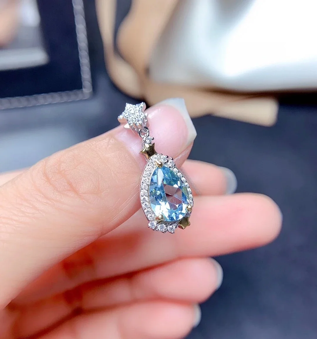 

Модный кулон с каплями воды и драгоценными камнями для повседневного ношения, 7*11 мм, кулон с натуральным топазом, серебро 925 пробы, ювелирные изделия с топазом