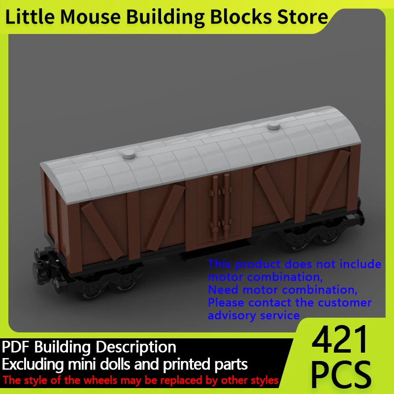 

City Car Model MOC Building Bricks 4Axle Box Car Crocodile Locomotive Modular Technology Gift Holiday Assemble Children Toy Suit