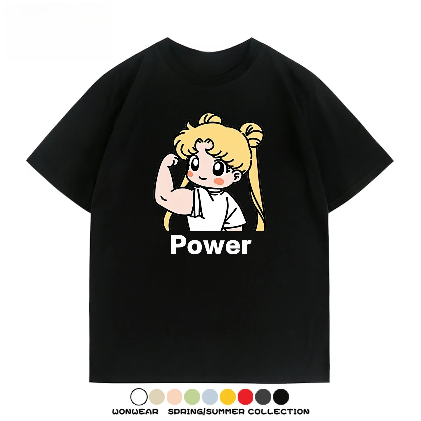 2026 Neues Pretty Soldier Sailor Moon Biceps-Print T-Shirt Kurzarm-T-Shirt Herren- und Damen-T-Shirt Sport-Fitness-T-Shirt