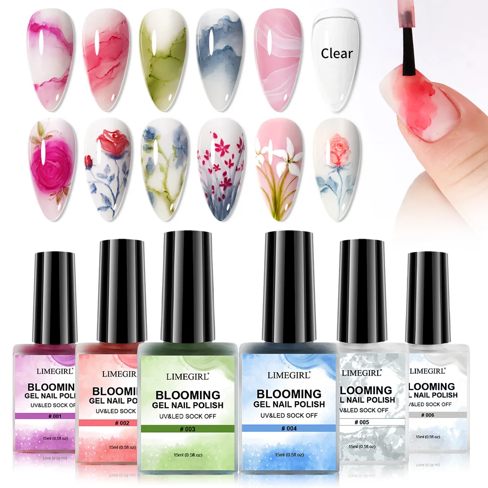 

LIMEGIRL 15ML Nail Art Blooming Liquid Gel for ProfesSionals Nail Art DIY Design Supplies Paint Applicable Beginner Manicure Art