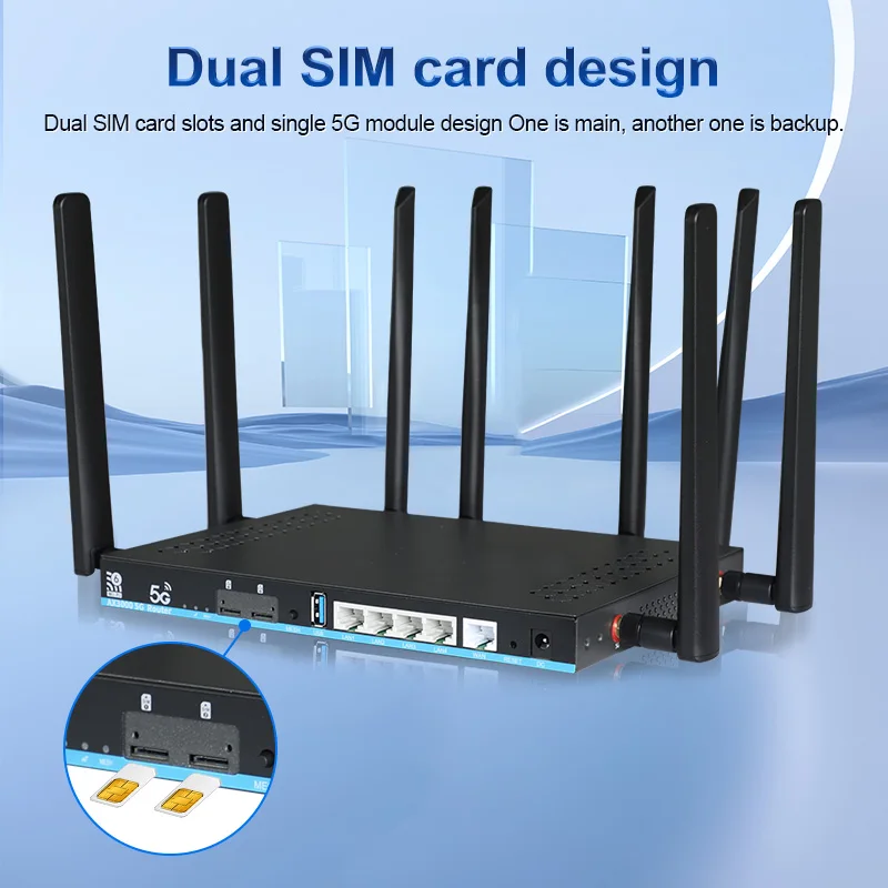 Unlocked Industrial Dual Sim 1GB DDR4 Wifi 5g Modem Cpe Openwrt WiFi 6 Wireless Router With Sim Card Slot