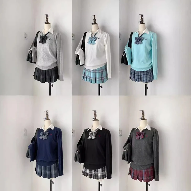Original Uniform Stickerei Einfarbig Pullover Schuluniform Japanische Hundert College Stil Strickwaren Herbst und Winter Weibliche