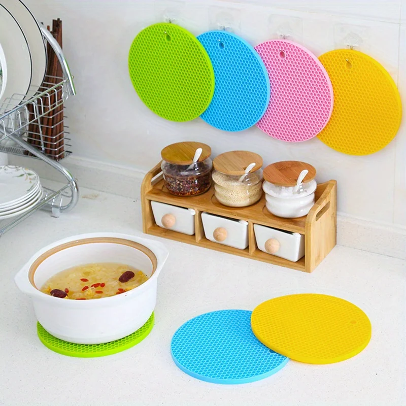 2pcs Honeycomb food grade PE meal coaster non-slip heat-proof heat-proof placemat table mat high temperature resistant