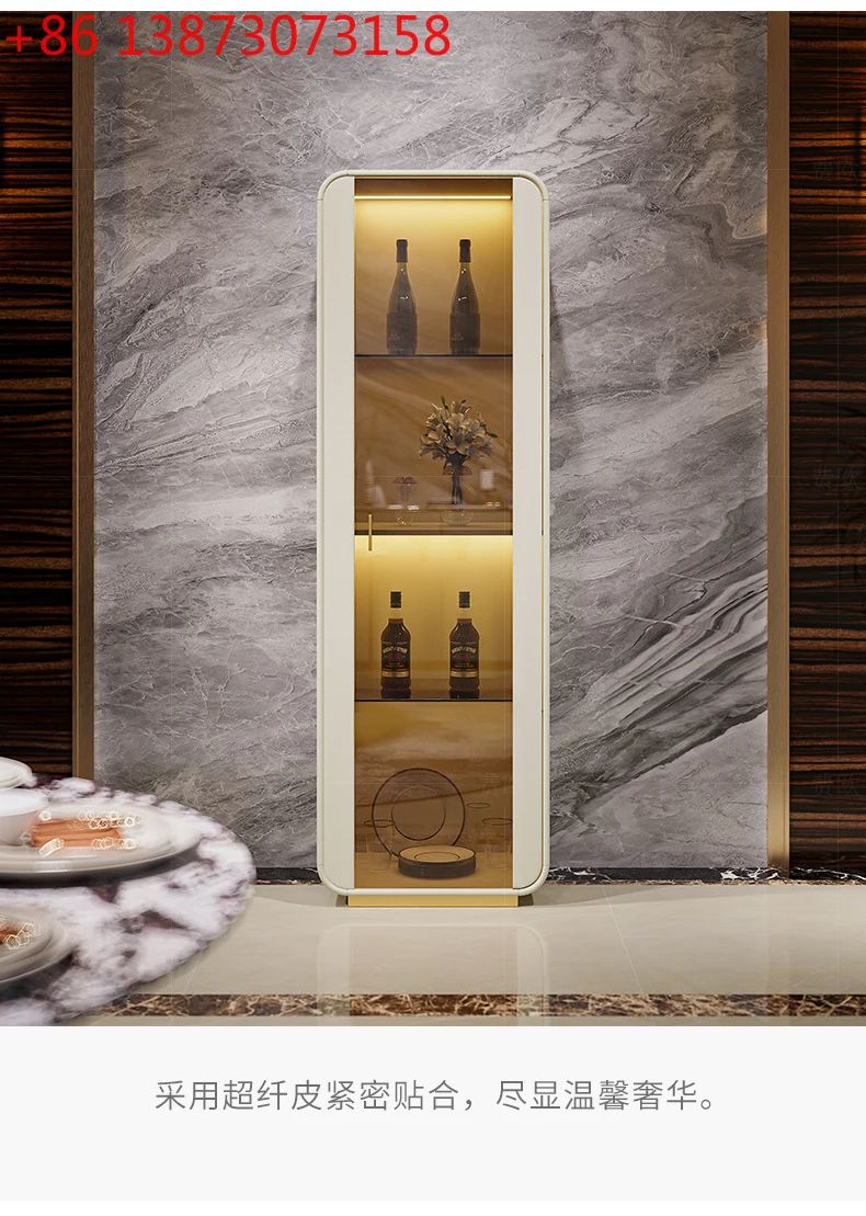 

Light luxury glass wine cabinet against the wall custom fashion high-end bookshelf