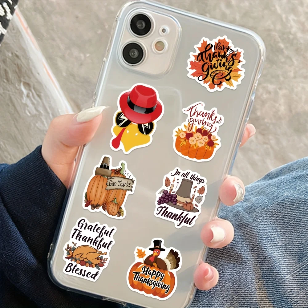 50 قطعة ملصقات عيد الشكر الكرتون تركيا اليقطين صائق DIY بها بنفسك سجل القصاصات مجلة الثلاجة سكيت ملصقات الحفلات للمراهقين