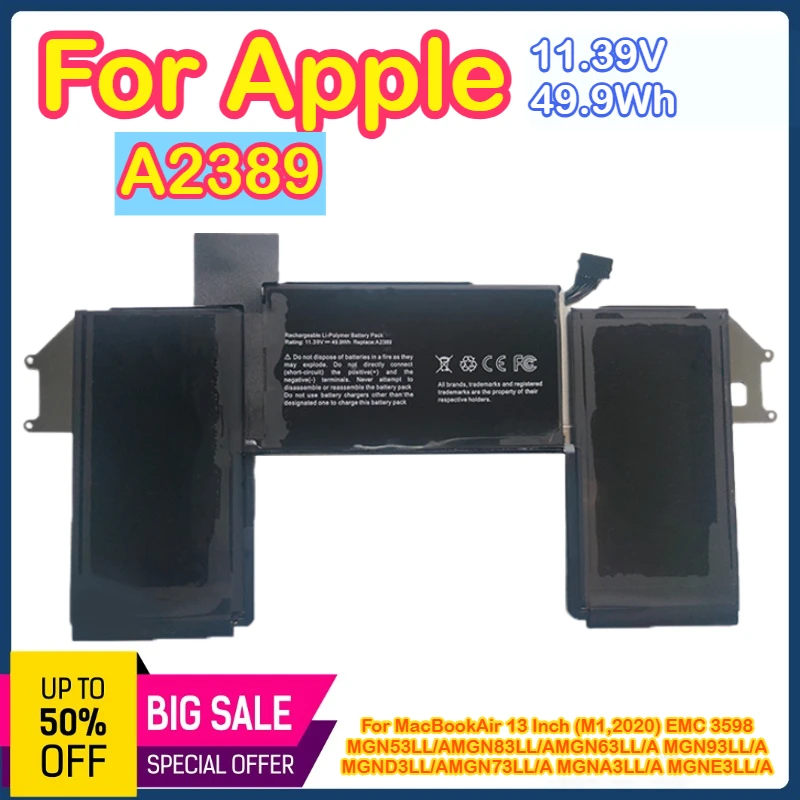 

A2389 For Apple MacBook A1965 A2389 Battery A1932 A2179 A2337 M1 Series Laptop Battery