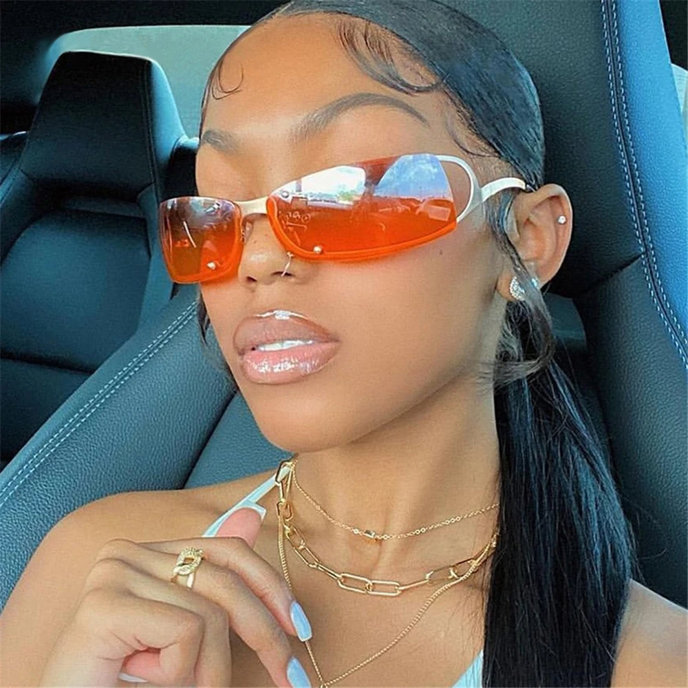 2022 Y2K Wrap Around Sunglasses Women Luxury Brand Designer Punk Sun Glasses Men UV400 Eyeglasses Rivet Fashion Eyewear